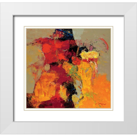 Coloring V White Modern Wood Framed Art Print with Double Matting by Madjid