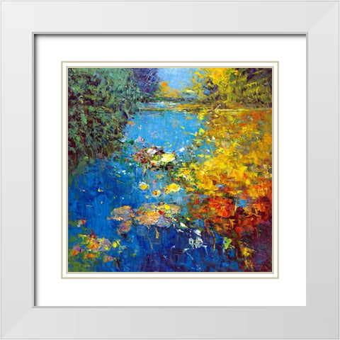 Idyll I White Modern Wood Framed Art Print with Double Matting by Madjid