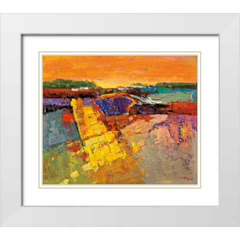Lavendelfeld White Modern Wood Framed Art Print with Double Matting by Madjid