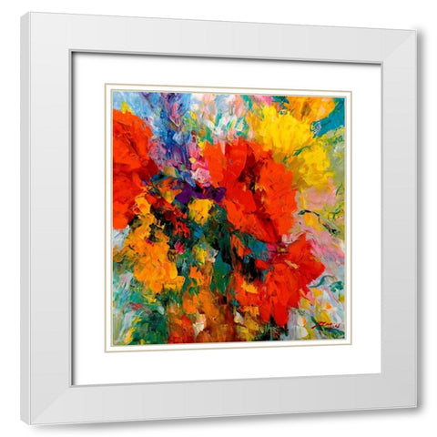 Blumenfreude II White Modern Wood Framed Art Print with Double Matting by Madjid