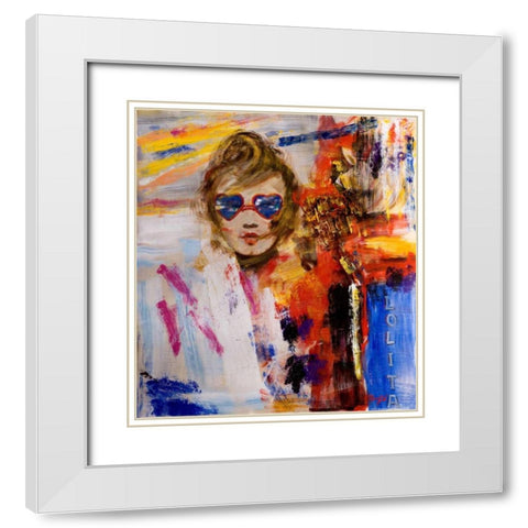 Lolita White Modern Wood Framed Art Print with Double Matting by Madjid