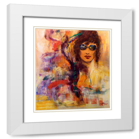 Tiffany White Modern Wood Framed Art Print with Double Matting by Madjid