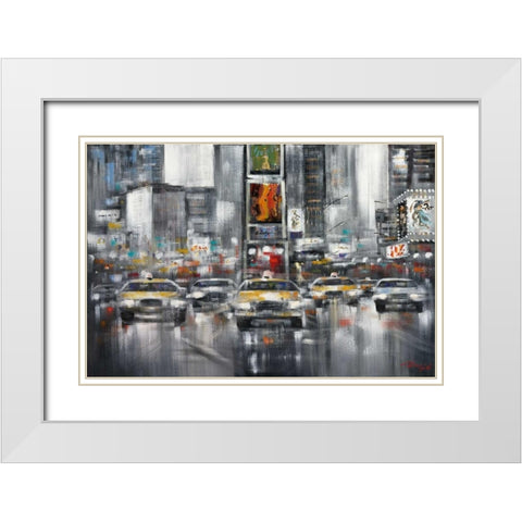 Taxi I White Modern Wood Framed Art Print with Double Matting by Madjid