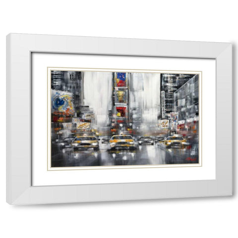 Taxi II White Modern Wood Framed Art Print with Double Matting by Madjid