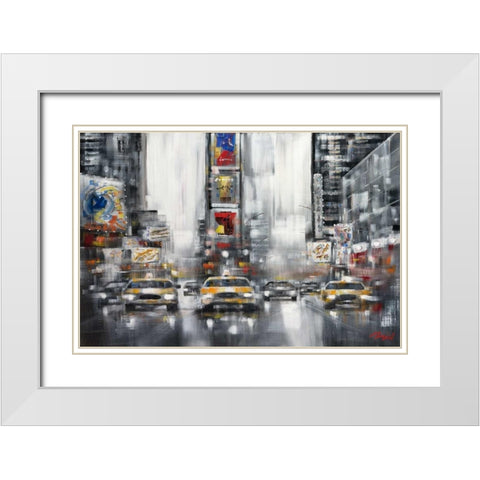Taxi II White Modern Wood Framed Art Print with Double Matting by Madjid