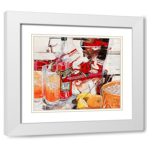 Aperol White Modern Wood Framed Art Print with Double Matting by Mayer, Norbert