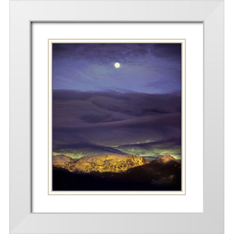 Montana Moon Rise White Modern Wood Framed Art Print with Double Matting by Stalowy, John