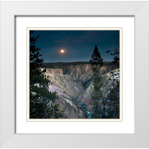 North Rim Moon Rising White Modern Wood Framed Art Print with Double Matting by Stalowy, John