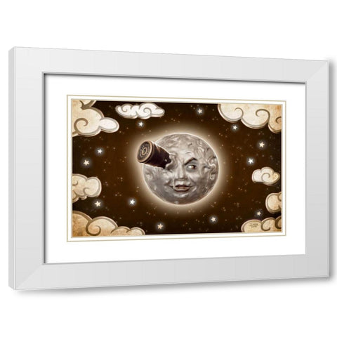 A Trip to the Moon-Sepia White Modern Wood Framed Art Print with Double Matting by Martin, Jose Luis