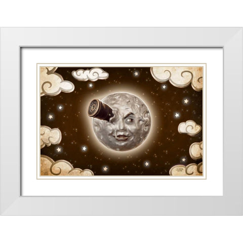 A Trip to the Moon-Sepia White Modern Wood Framed Art Print with Double Matting by Martin, Jose Luis