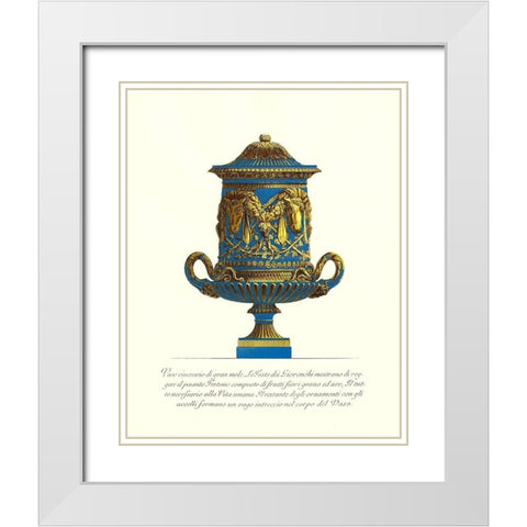 Blue Urn I White Modern Wood Framed Art Print with Double Matting by Piranesi