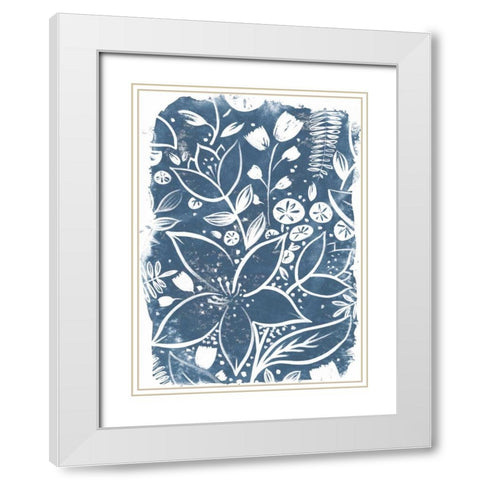 Garden Batik II White Modern Wood Framed Art Print with Double Matting by Vess, June Erica