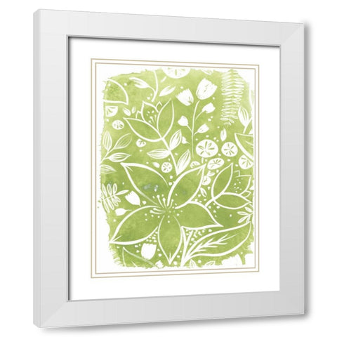 Garden Batik IV White Modern Wood Framed Art Print with Double Matting by Vess, June Erica