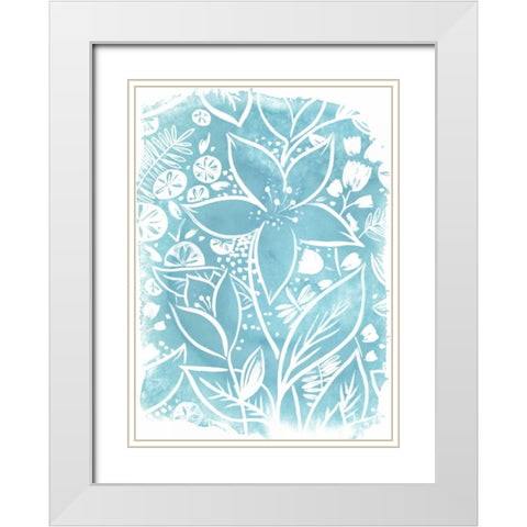 Garden Batik VII White Modern Wood Framed Art Print with Double Matting by Vess, June Erica