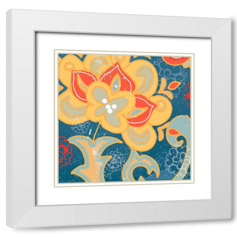 Paisley Blossom Red I White Modern Wood Framed Art Print with Double Matting by Mark, Leslie