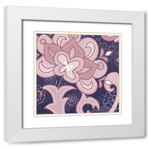 Paisley Blossom Mauve I White Modern Wood Framed Art Print with Double Matting by Mark, Leslie