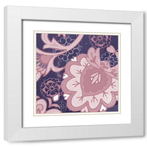 Paisley Blossom Mauve II White Modern Wood Framed Art Print with Double Matting by Mark, Leslie