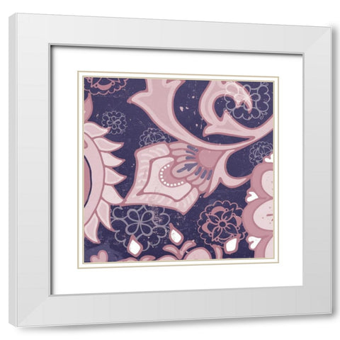 Paisley Blossom Mauve III White Modern Wood Framed Art Print with Double Matting by Mark, Leslie