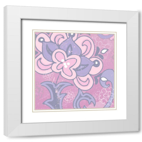 Paisley Blossom Pink I White Modern Wood Framed Art Print with Double Matting by Mark, Leslie