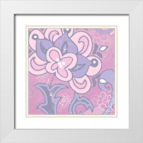 Paisley Blossom Pink I White Modern Wood Framed Art Print with Double Matting by Mark, Leslie
