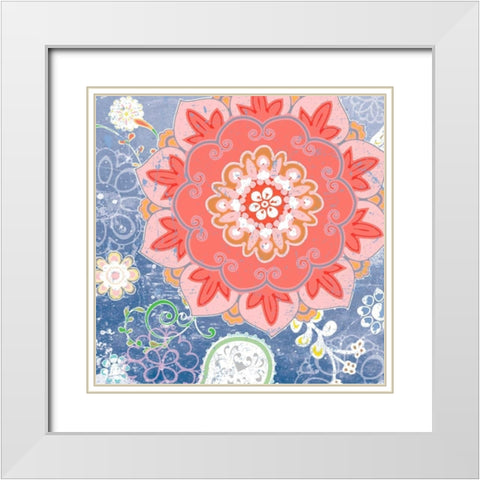Paisley Faire I White Modern Wood Framed Art Print with Double Matting by Mark, Leslie