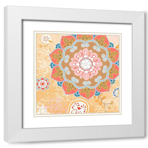 Paisley Faire II White Modern Wood Framed Art Print with Double Matting by Mark, Leslie