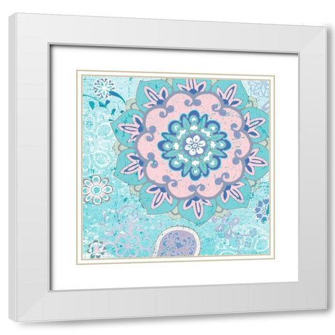 Paisley Faire III White Modern Wood Framed Art Print with Double Matting by Mark, Leslie