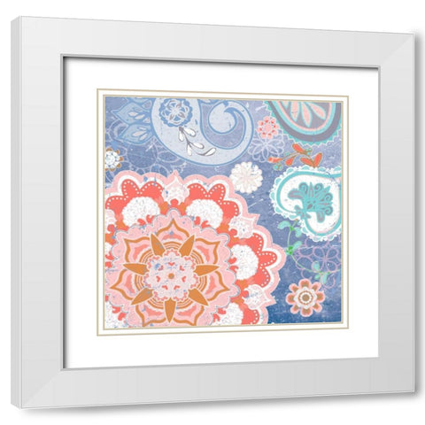 Paisley Faire IV White Modern Wood Framed Art Print with Double Matting by Mark, Leslie