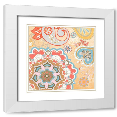 Paisley Faire V White Modern Wood Framed Art Print with Double Matting by Mark, Leslie
