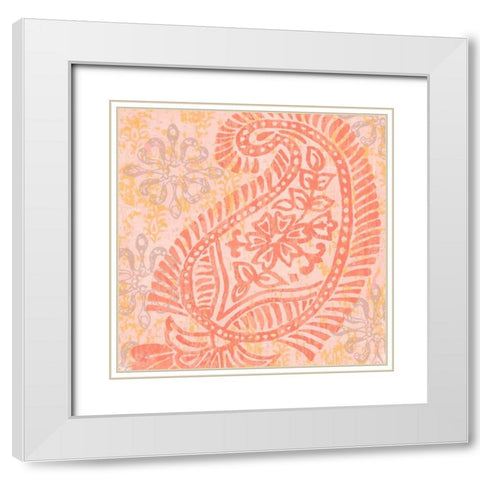 Block Print Paisley I White Modern Wood Framed Art Print with Double Matting by Mark, Leslie