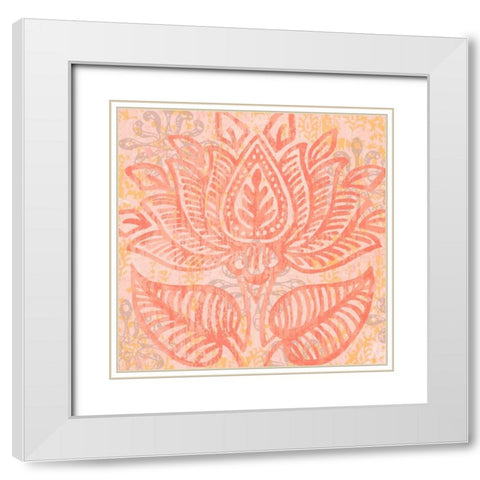 Block Print Paisley II White Modern Wood Framed Art Print with Double Matting by Mark, Leslie