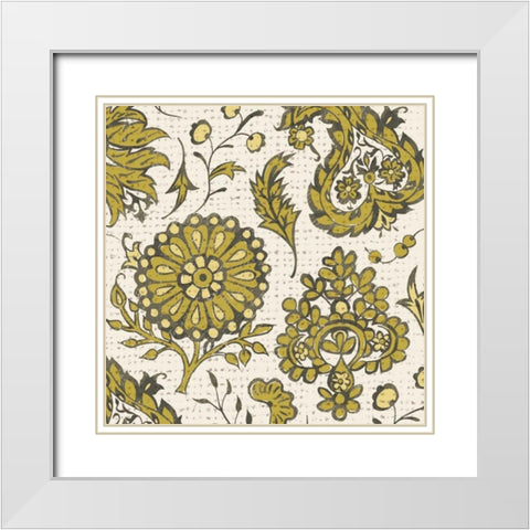 Block Print Tapestry I White Modern Wood Framed Art Print with Double Matting by Zarris, Chariklia