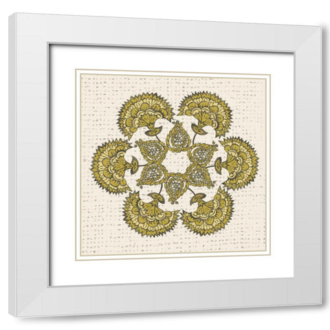 Block Print Mandala I White Modern Wood Framed Art Print with Double Matting by Zarris, Chariklia