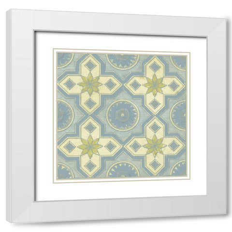 Pastel Tile Design I White Modern Wood Framed Art Print with Double Matting by Studio W