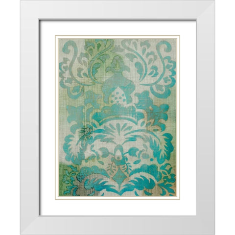 Velvet and Damask I White Modern Wood Framed Art Print with Double Matting by Zarris, Chariklia