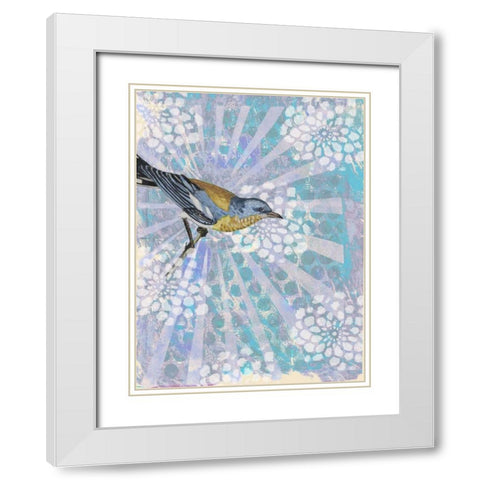 Songbird Batik I White Modern Wood Framed Art Print with Double Matting by McCavitt, Naomi