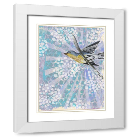 Songbird Batik II White Modern Wood Framed Art Print with Double Matting by McCavitt, Naomi