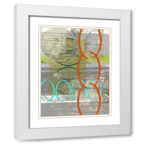 Linking I White Modern Wood Framed Art Print with Double Matting by Goldberger, Jennifer