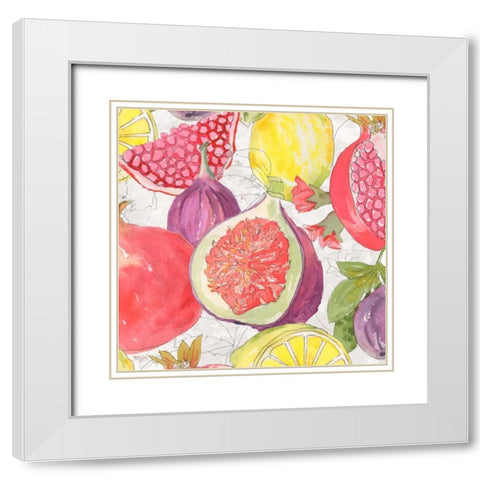 Fruit Medley I White Modern Wood Framed Art Print with Double Matting by Mark, Leslie