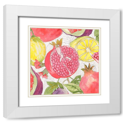 Fruit Medley II White Modern Wood Framed Art Print with Double Matting by Mark, Leslie
