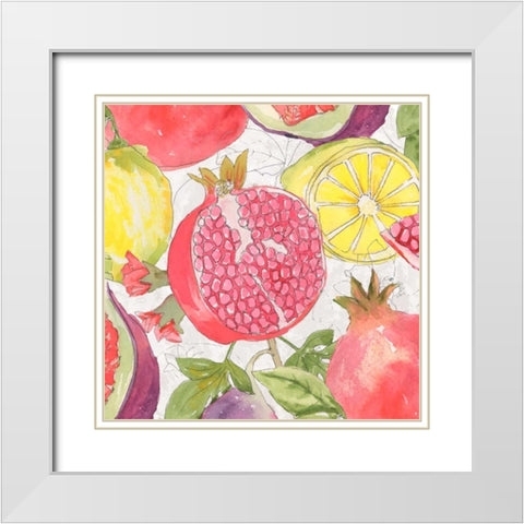 Fruit Medley II White Modern Wood Framed Art Print with Double Matting by Mark, Leslie