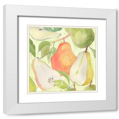 Pear Medley I White Modern Wood Framed Art Print with Double Matting by Mark, Leslie