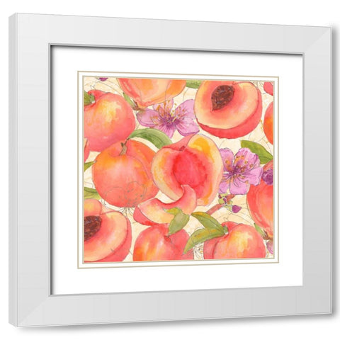 Peach Medley II White Modern Wood Framed Art Print with Double Matting by Mark, Leslie