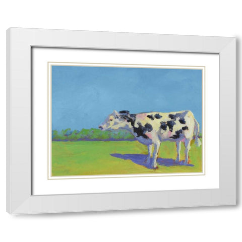 Cow Pals III White Modern Wood Framed Art Print with Double Matting by Young, Carol
