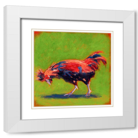Proud Red II White Modern Wood Framed Art Print with Double Matting by Young, Carol