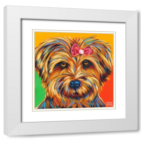Sweet Yorkie I White Modern Wood Framed Art Print with Double Matting by Vitaletti, Carolee