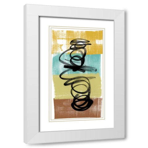 Dancing Swirl I White Modern Wood Framed Art Print with Double Matting by Saunders, Alonzo