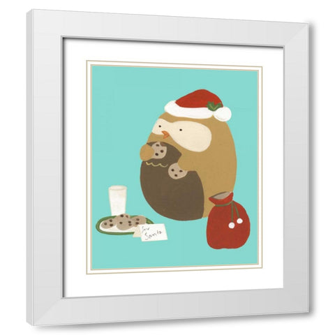 Happy Owlidays IX White Modern Wood Framed Art Print with Double Matting by Vess, June Erica