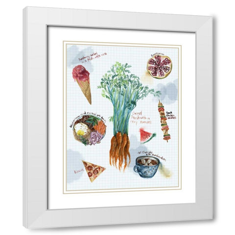 Food Sketches I White Modern Wood Framed Art Print with Double Matting by Wang, Melissa