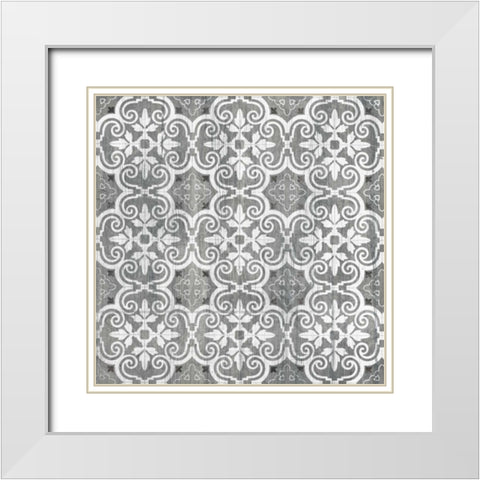 Boho Luxe Tile II White Modern Wood Framed Art Print with Double Matting by Vess, June Erica
